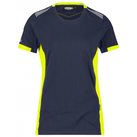 Dassy Tampico Women T-shirt voor dames Nachtblauw/Fluogeel