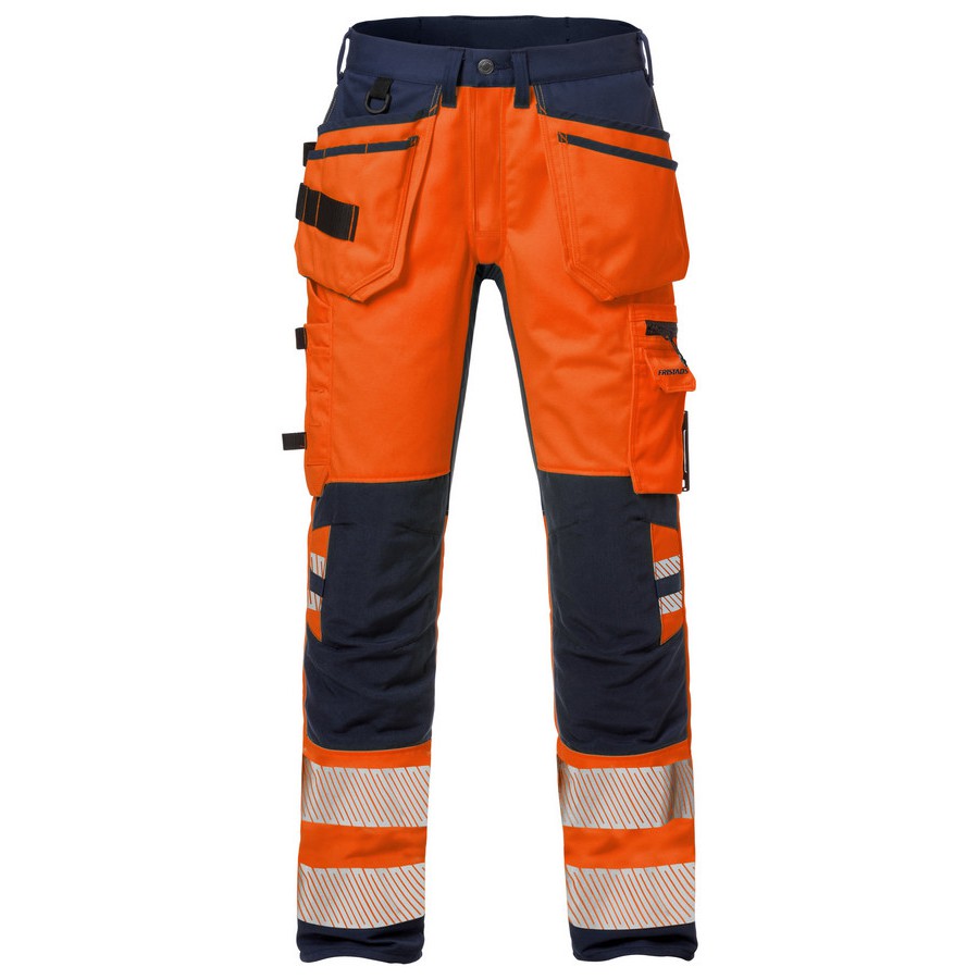 Fristads High vis werkbroek stretch klasse 2 2707 PLU Hi Vis oranje marineblauw