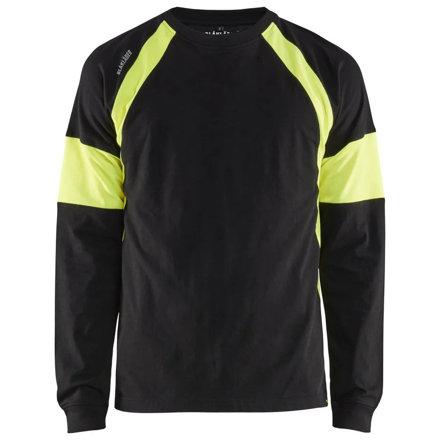 Bl kl der 3520 1030 T shirt lange mouw Zwart High Vis Geel