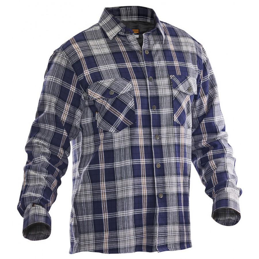 Jobman 5157 Flannel Shirt Lined Navy/Grijs Kopen bij CDM Bedrijfskleding Snelle Levering