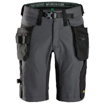 Snickers 6172 FlexiWork Korte Werkbroek met Afneembare Zakken Zwart Kopen bij CDM Bedrijfskleding Snelle Levering