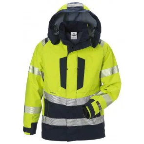 Fristads Flamestat high vis GORE PYRAD® shelljack klasse 3 4095 GXE Hi-Vis geel/marineblauw