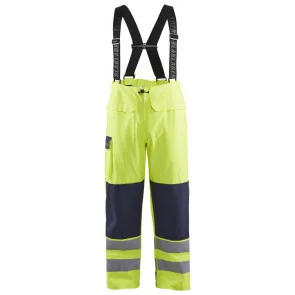 Blåkläder 1313-2022 Vlamvertragende Regenbroek Level 2 High Vis Geel/Marineblauw