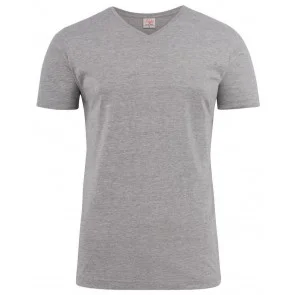 Printer Heavy T-Shirt V-Hals Heren Grijs Mélée