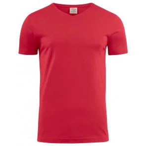 Printer Heavy T-Shirt V-Neck Rood