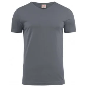 Printer Heavy T-Shirt V-Neck Staalgrijs