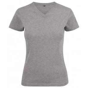 Printer Heavy T-Shirt Dames V-Hals Grijs Mélée