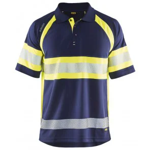 Blåkläder 3338-1051 Poloshirt High Vis Klasse 1 Marineblauw/Geel