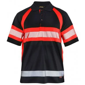 Blåkläder 3338-1051 Poloshirt High Vis Klasse 1 Zwart/Fluor Rood