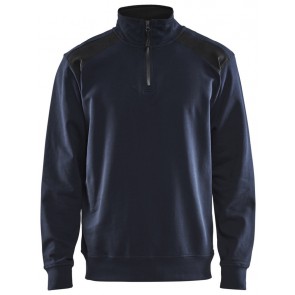 Blåkläder 3353-1158 Sweatshirt Bi-Colour met halve rits Donker marineblauw/Zwart