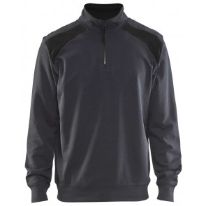 Blåkläder 3353-1158 Sweatshirt Bi-Colour met halve rits Grijs/Zwart