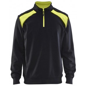 Blåkläder 3353-1158 Sweatshirt Bi-Colour met halve rits Zwart/Geel