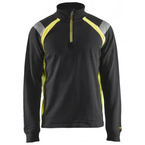 Blåkläder 3432-1158 Sweatshirt halve rits Visible Zwart/Geel