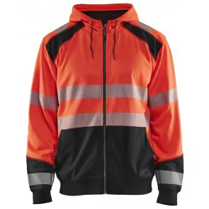Blåkläder 3546-2528 Hooded sweatshirt High Vis Fluor Rood/Zwart
