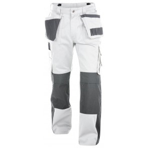 Dassy Seattle multizakkenbroek met kniezakken Wit/Grijs 245gr