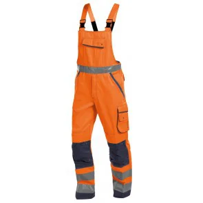 Dassy Malmedy Hoge zichtbaarheidsbretelbroek met kniezakken Fluo-Oranje/Marineblauw