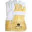Nerflederen handschoen met gerubberiseerde gele kap en palmversterking maat 10